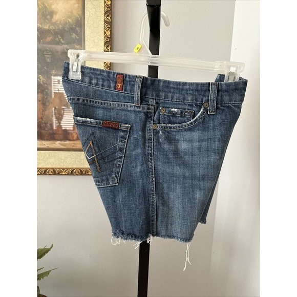 7 For All Mankind Cutoff Shorts Blue Jean Denim 5 Pockets Design Women's 30 - Picture 6 of 12